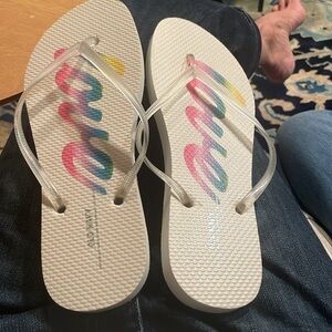 Old Navy White Sandals with Multicolor Design